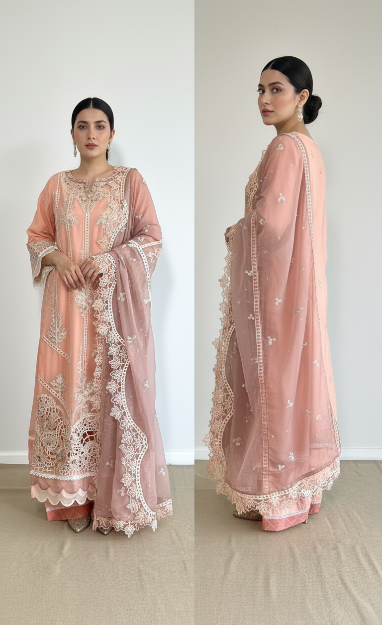 3 Piece- Embroidered Chiffon Suit S123