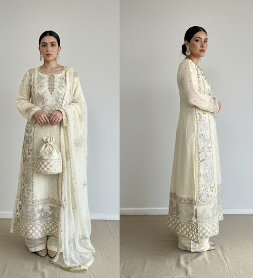 3 Piece- Embroidered Chiffon Suit S114