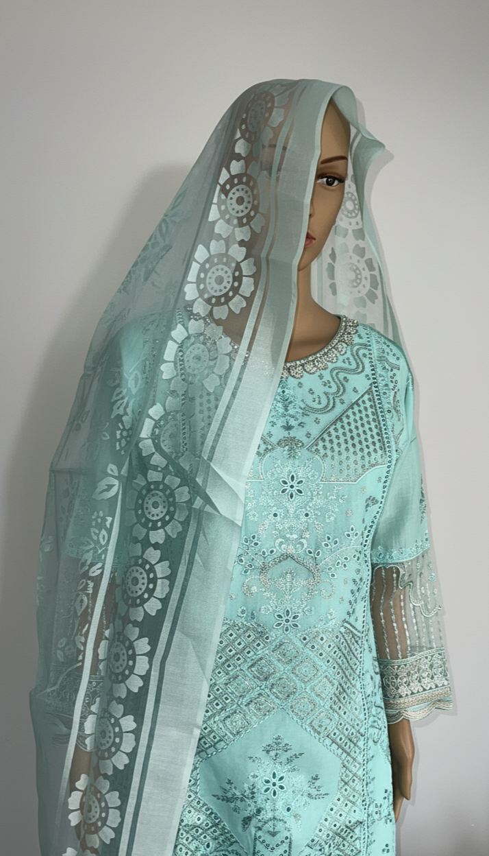 3 Piece- Embroidered Cotton Suit 114