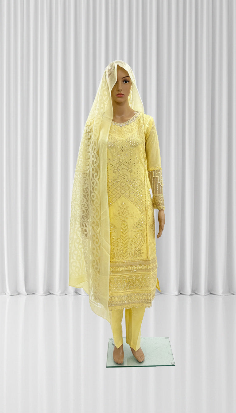 3 Piece- Embroidered Cotton Suit 115