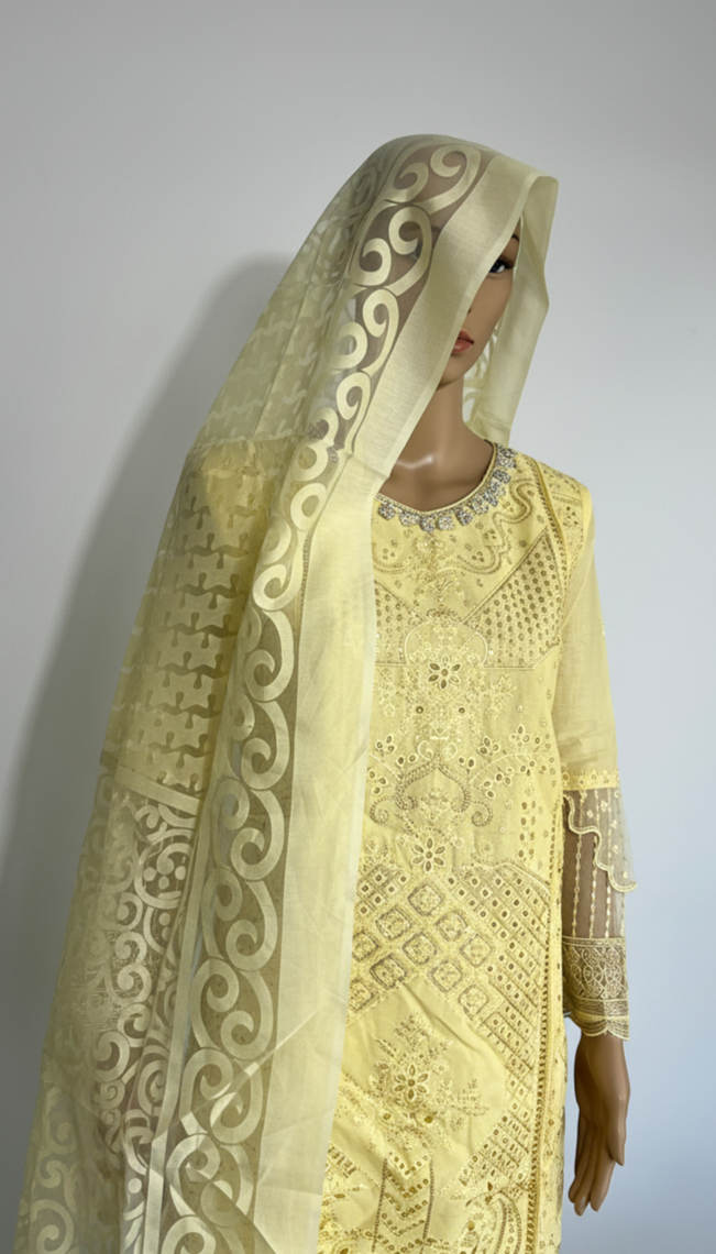 3 Piece- Embroidered Cotton Suit 115